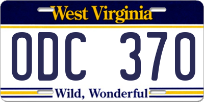 WV license plate ODC370