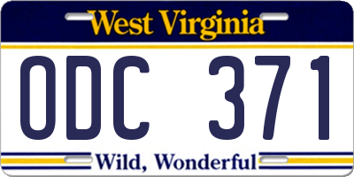 WV license plate ODC371