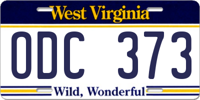 WV license plate ODC373