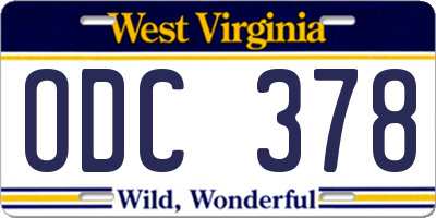 WV license plate ODC378