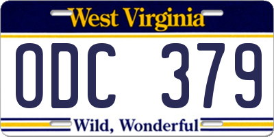 WV license plate ODC379