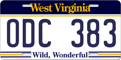 WV license plate ODC383