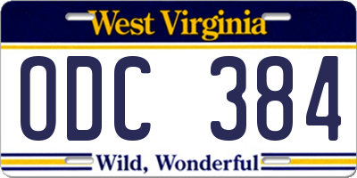 WV license plate ODC384