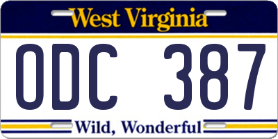 WV license plate ODC387