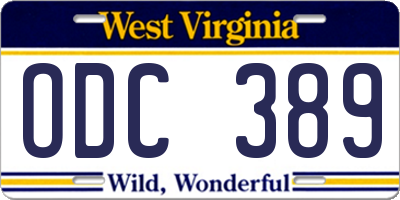 WV license plate ODC389