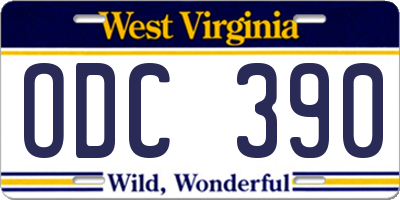 WV license plate ODC390