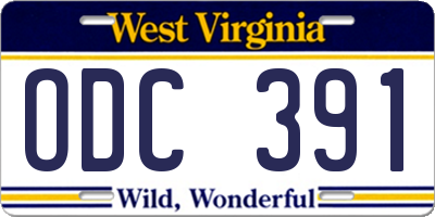 WV license plate ODC391