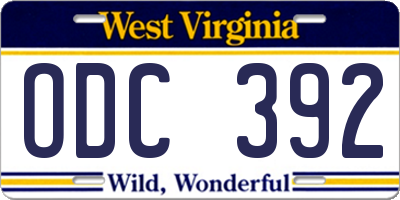 WV license plate ODC392