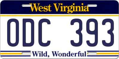 WV license plate ODC393