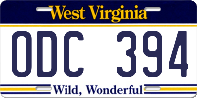 WV license plate ODC394