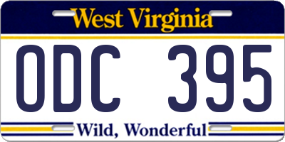 WV license plate ODC395