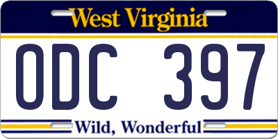 WV license plate ODC397