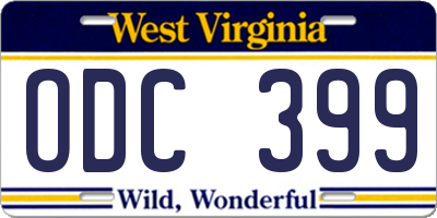 WV license plate ODC399