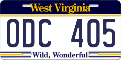 WV license plate ODC405