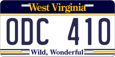 WV license plate ODC410