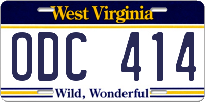 WV license plate ODC414