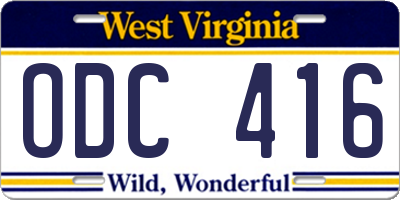 WV license plate ODC416