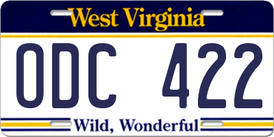 WV license plate ODC422
