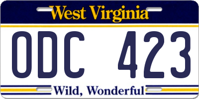 WV license plate ODC423