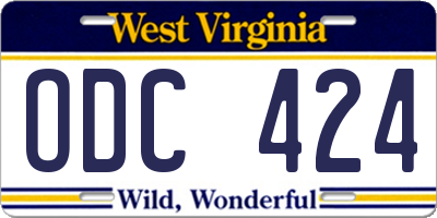 WV license plate ODC424