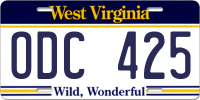 WV license plate ODC425