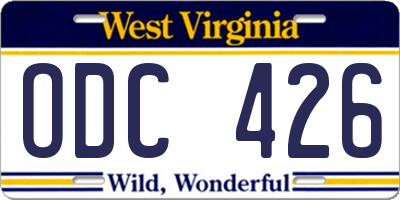 WV license plate ODC426