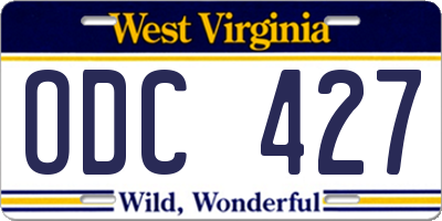 WV license plate ODC427