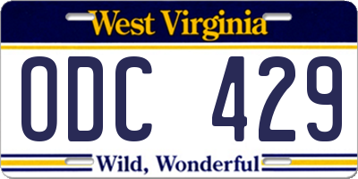 WV license plate ODC429