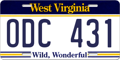 WV license plate ODC431