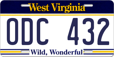 WV license plate ODC432