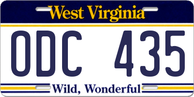 WV license plate ODC435