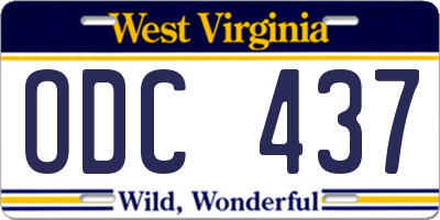 WV license plate ODC437