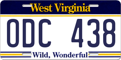 WV license plate ODC438