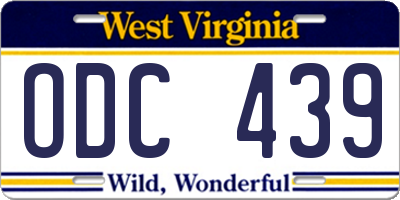 WV license plate ODC439