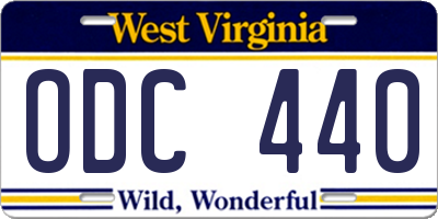 WV license plate ODC440