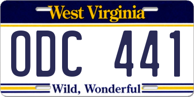 WV license plate ODC441