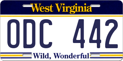 WV license plate ODC442