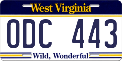 WV license plate ODC443