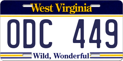 WV license plate ODC449