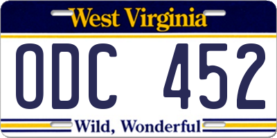 WV license plate ODC452