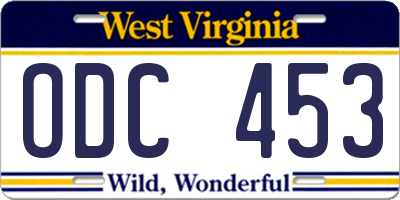 WV license plate ODC453