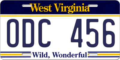 WV license plate ODC456