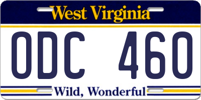 WV license plate ODC460