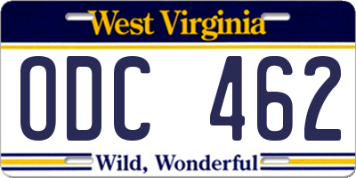 WV license plate ODC462