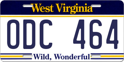 WV license plate ODC464