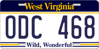 WV license plate ODC468