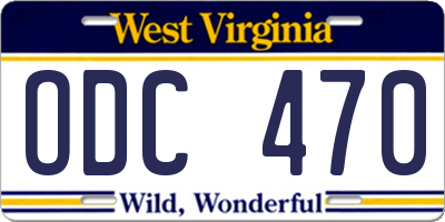 WV license plate ODC470