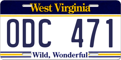 WV license plate ODC471