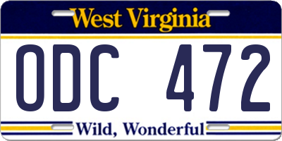 WV license plate ODC472