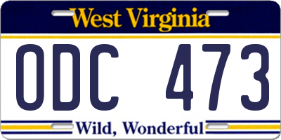 WV license plate ODC473